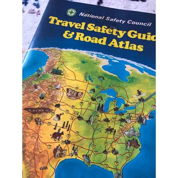 Vintage 1980s Travel Safety Guide Road Atlas bath art 80s road-trip ephemera - Picture 3 of 8